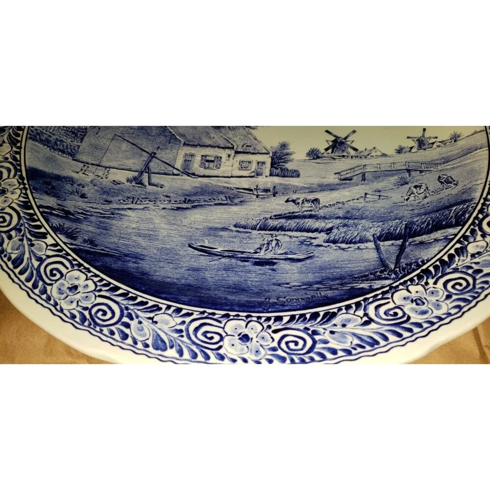 Delft ~ Royal Sphinx by Boch ~ Holland ~ J. Sonneville Large Platter 15 1/2”
